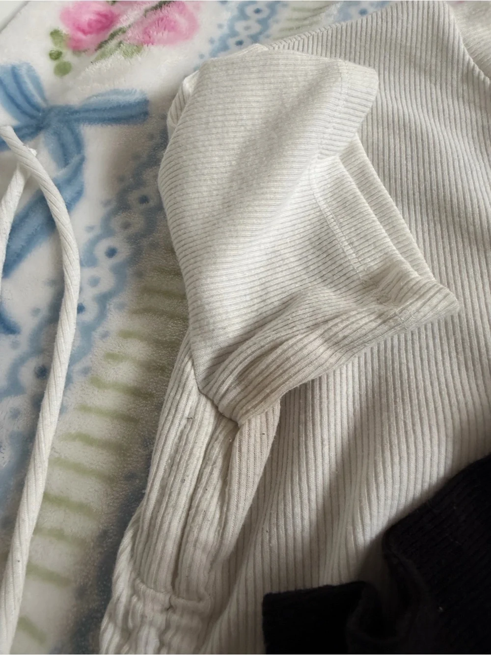 Zara Ribbed Side-Drawstring Tee Duo - Cream & Black - Picture 3 of 3